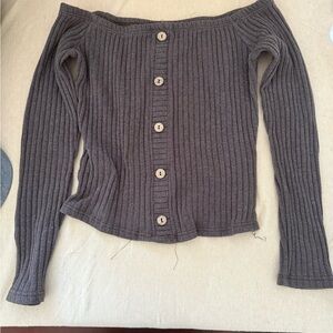 H&M Off-Shoulder Ribbed Sweater in Charcoal